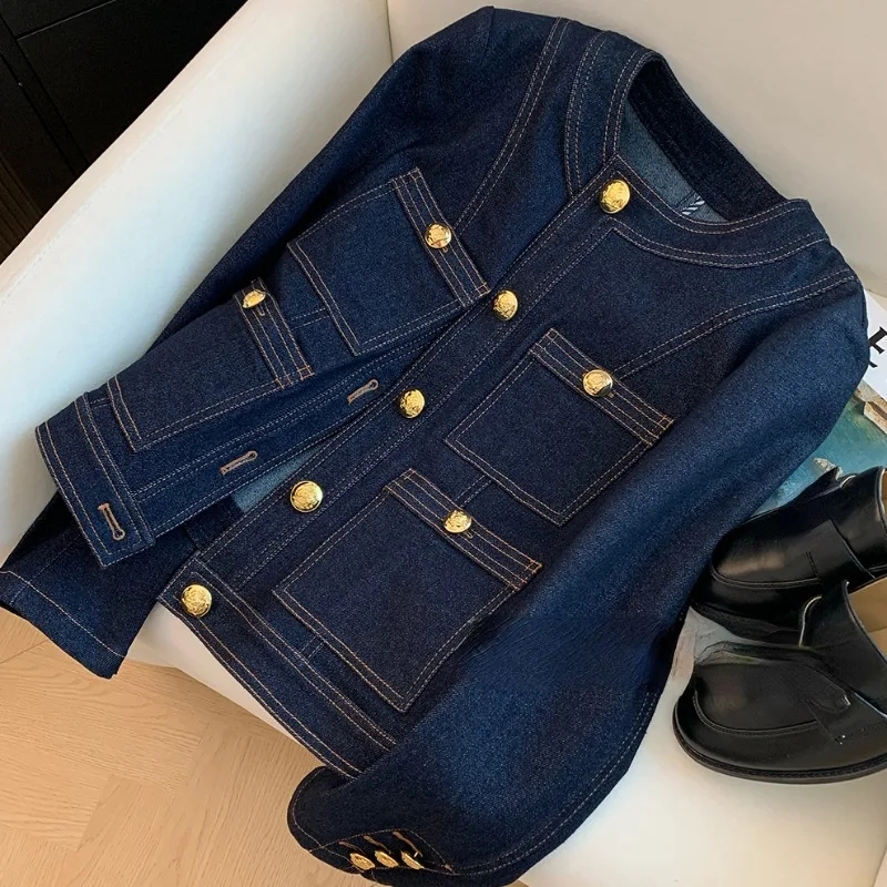 Vintage Fashion Korea - Koreański styl casualowy płaszcz dżinsowy damski,