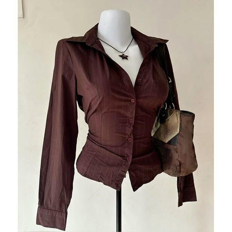 Vintage Fashion Korea - Damska koszula w stylu retro, koreańska