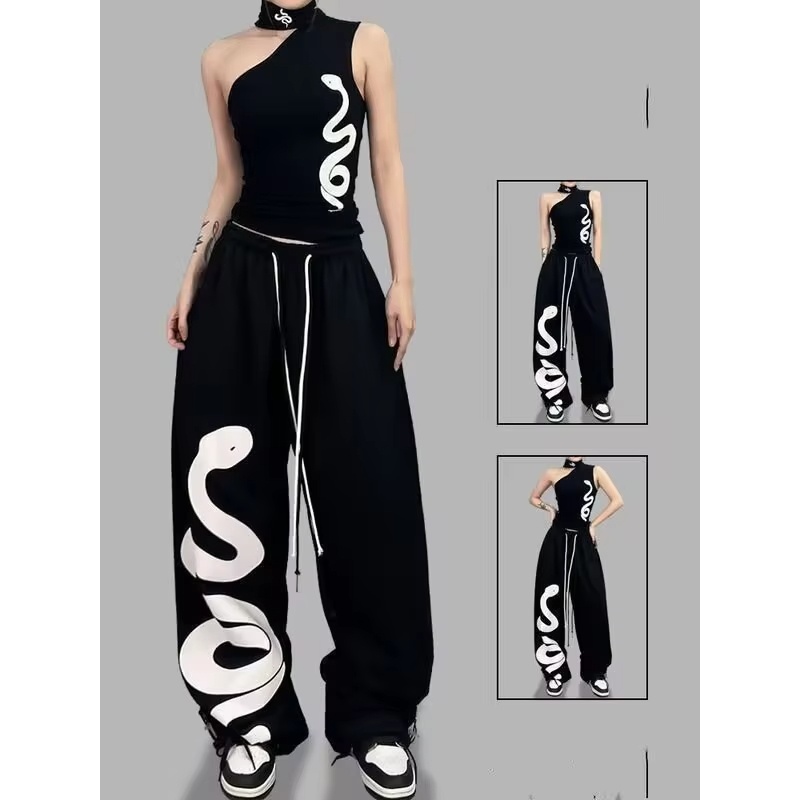 Retro Track Pant - Damskie spodnie retro Y2k z szerokimi