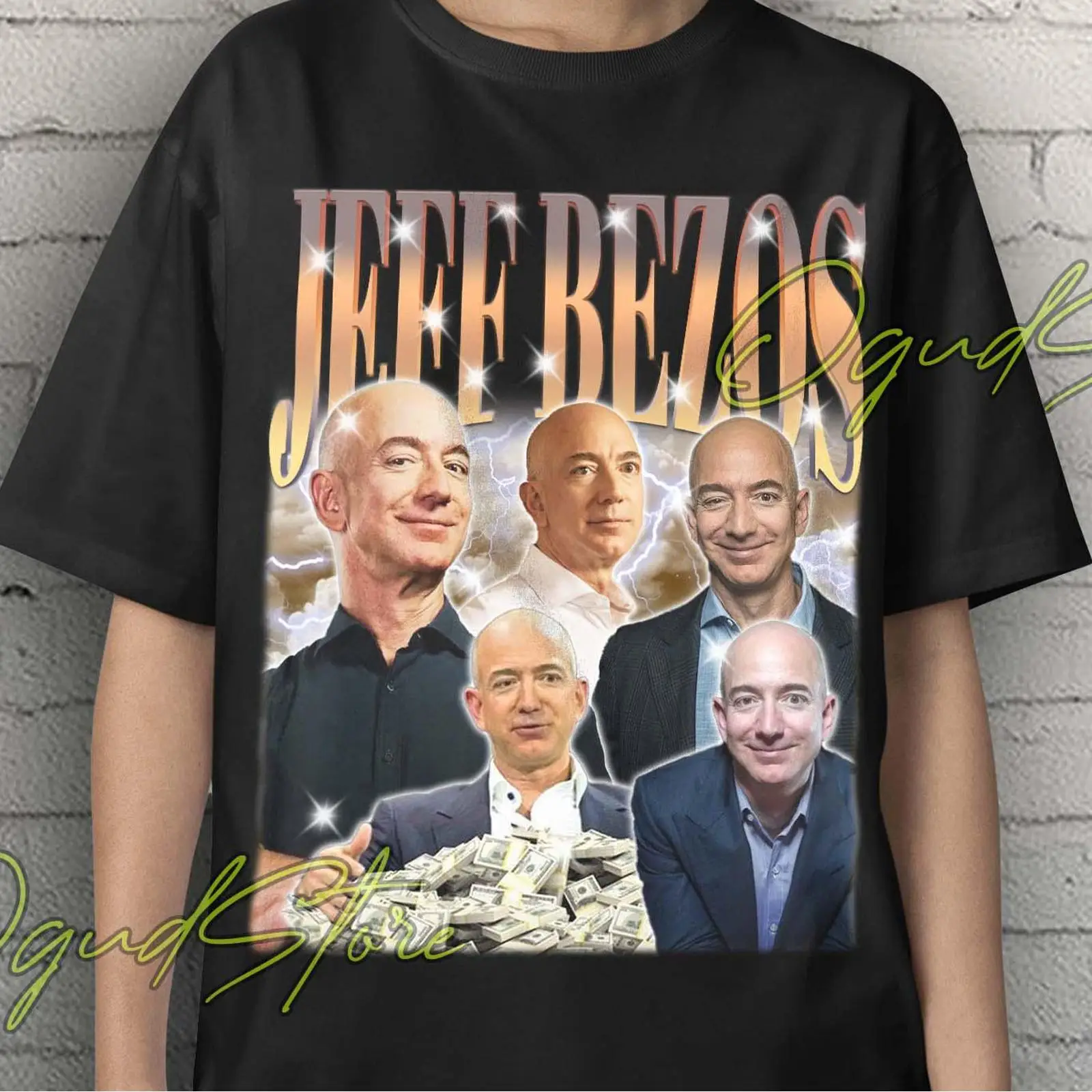 Vintage Fashion Collage - Koszulka Jeff Bezos Kolaż Retro Vintage
