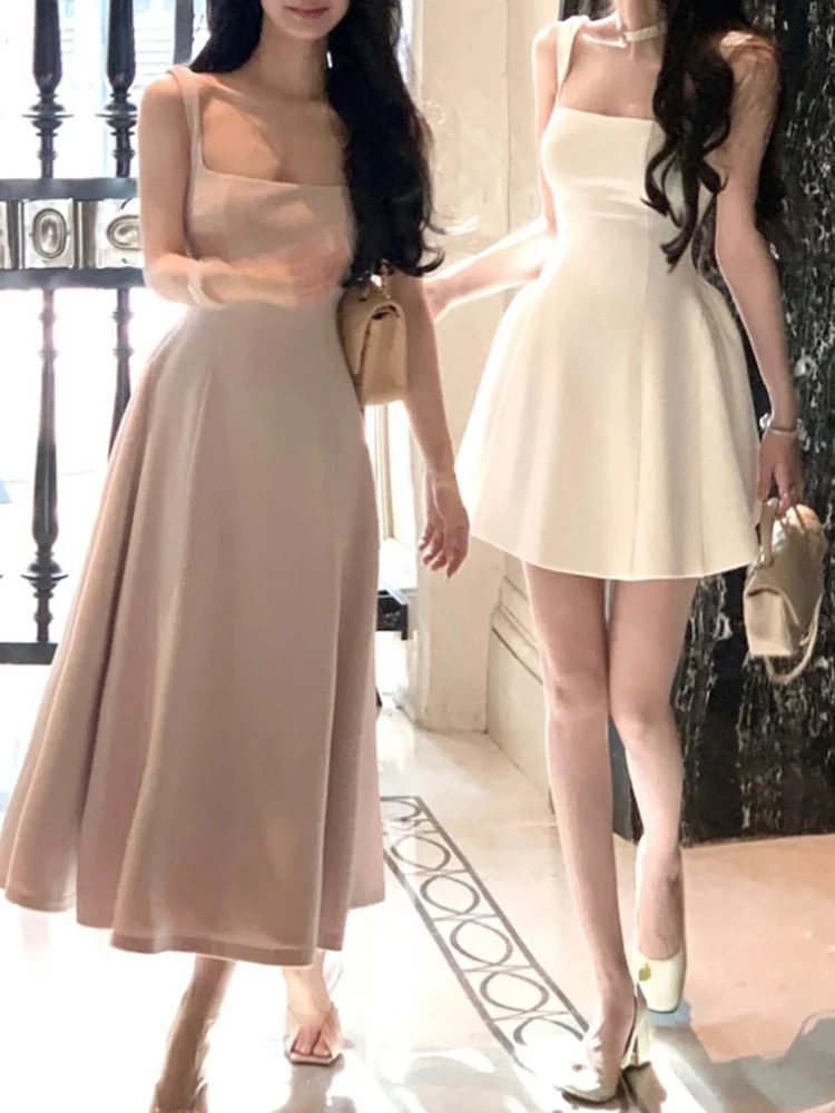 Vintage Fashion Korea - Koreańska moda letnia sukienka bez rękawów