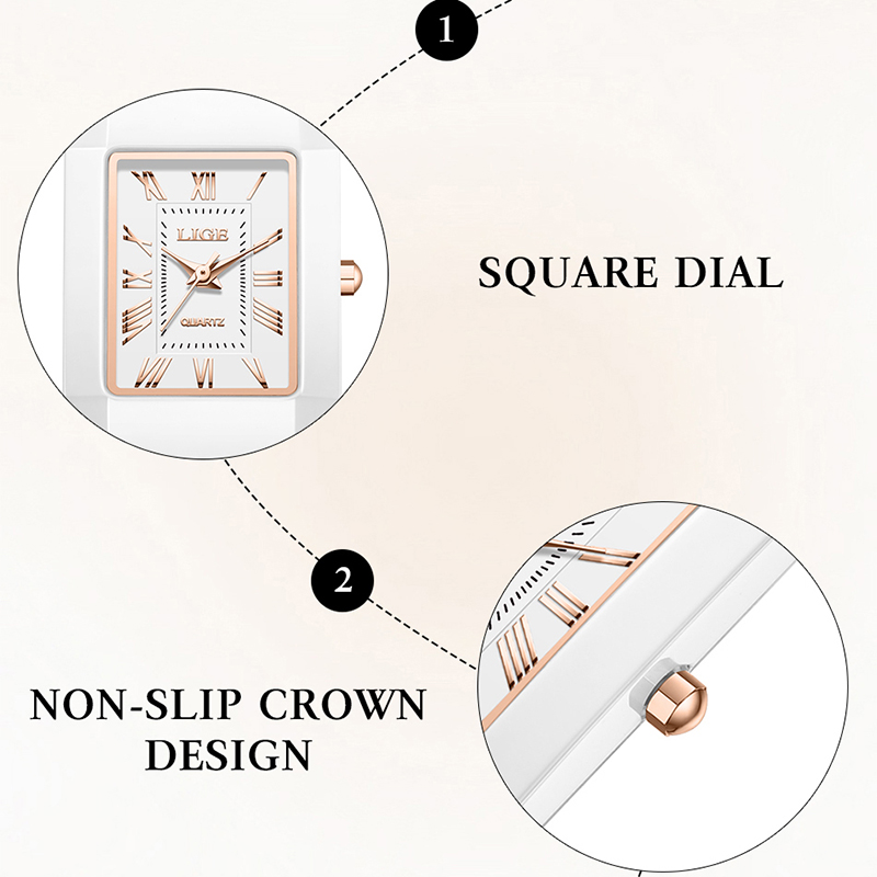 Zegarek damski LIGE, ceramiczn – Vintage Fashion Watches recenzja i cena