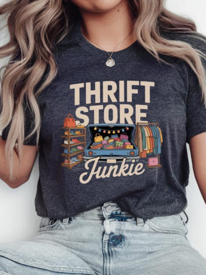 Koszulka z nadrukiem w stylu v – Thrift Vintage Fashion Usa recenzja i cena