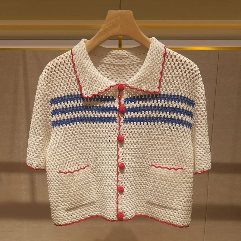 Damska dzianinowa bluzka z prą – Vintage Fashion Korea recenzja i cena