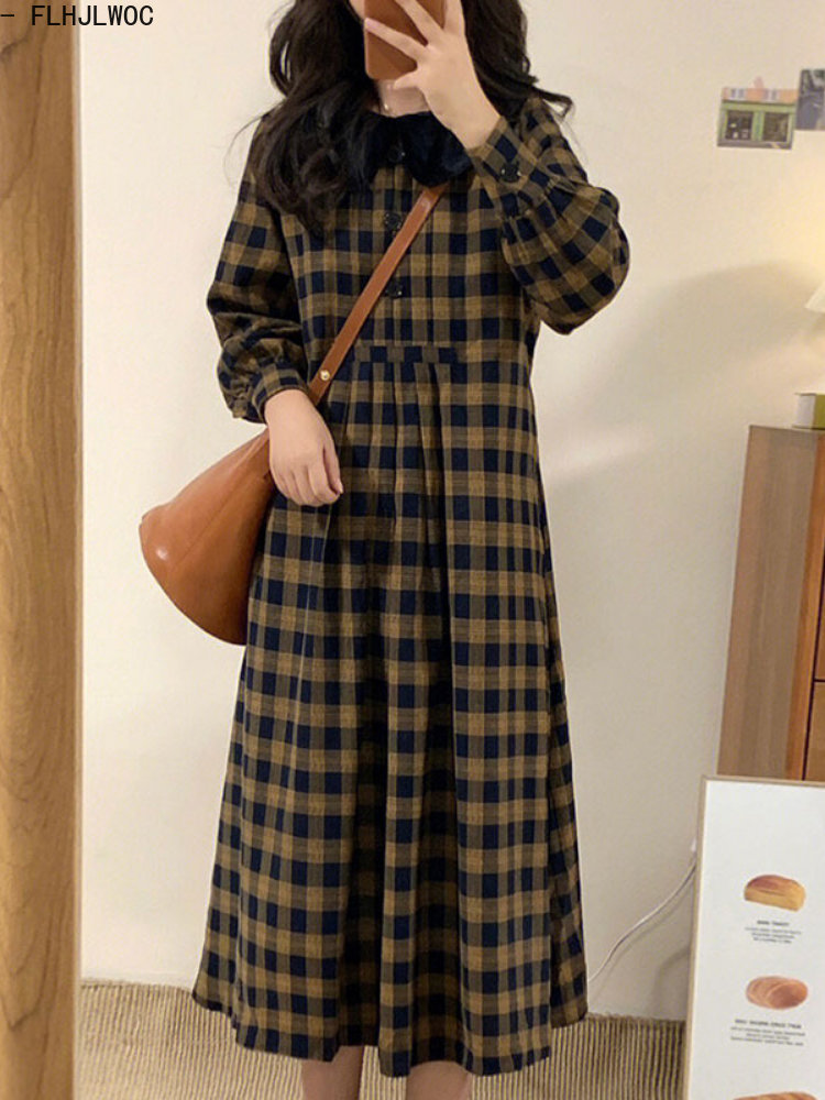 Kawa sukienka w kratę 2023 pod – Vintage Fashion Korea recenzja i cena