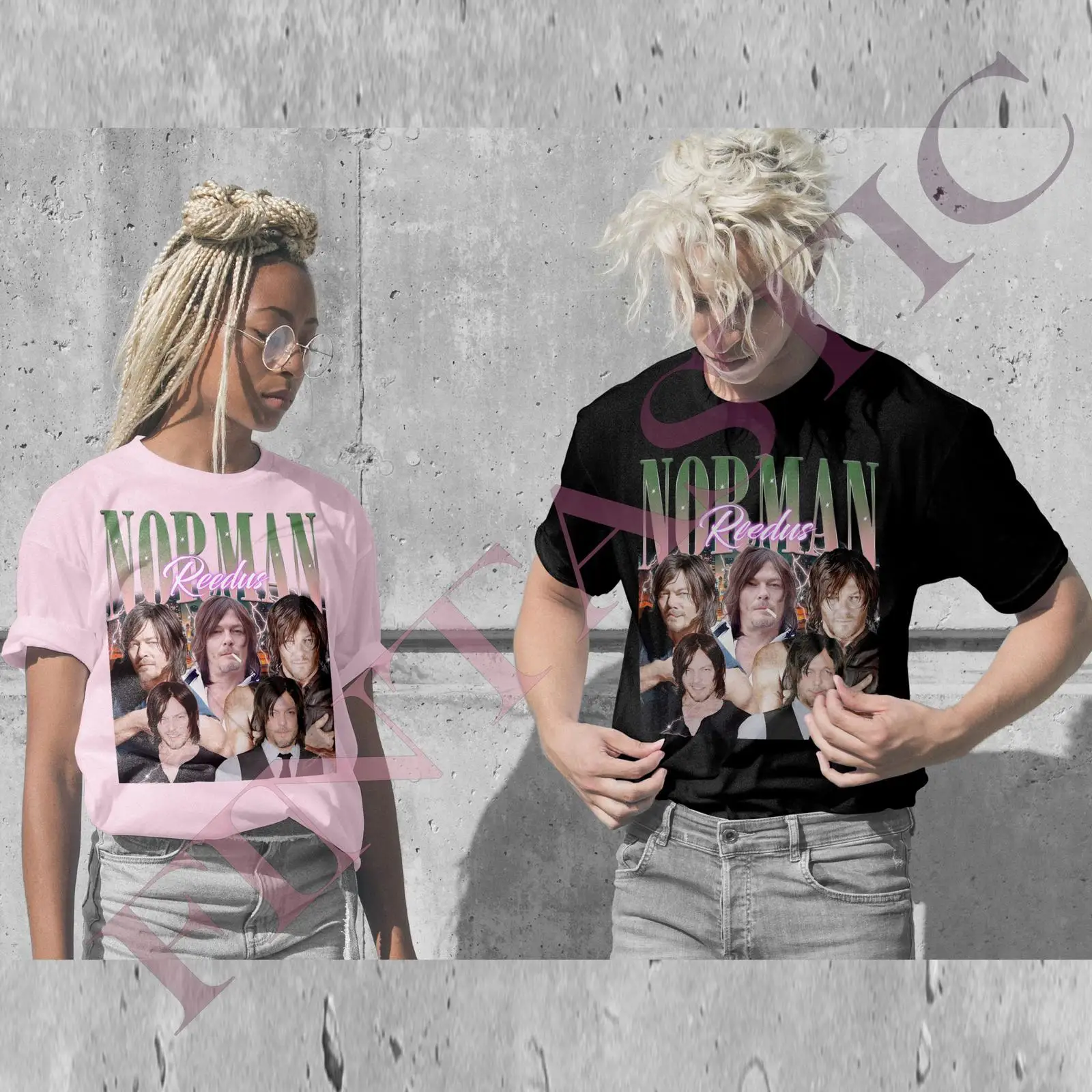 Koszulka Norman Reedus z nadru – Vintage Fashion Collage recenzja i cena