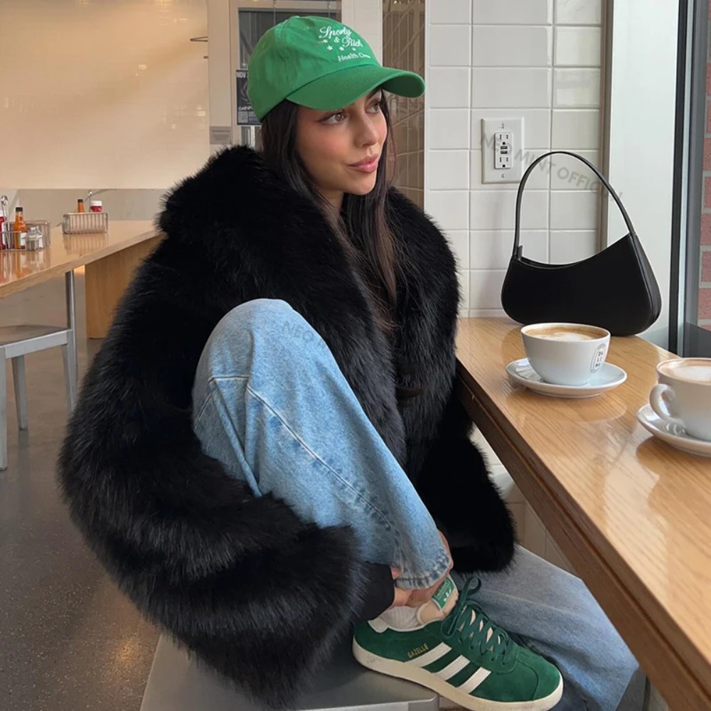 Płaszcz z imitacji futra, modn – Vintage Fashion Store recenzja i cena